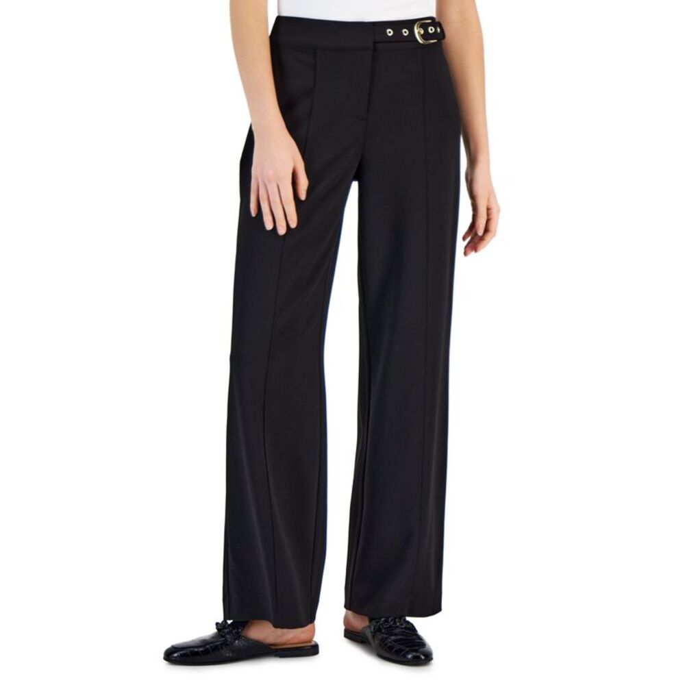 Women's Scuba Crepe Buckle Wide-Leg Pants
